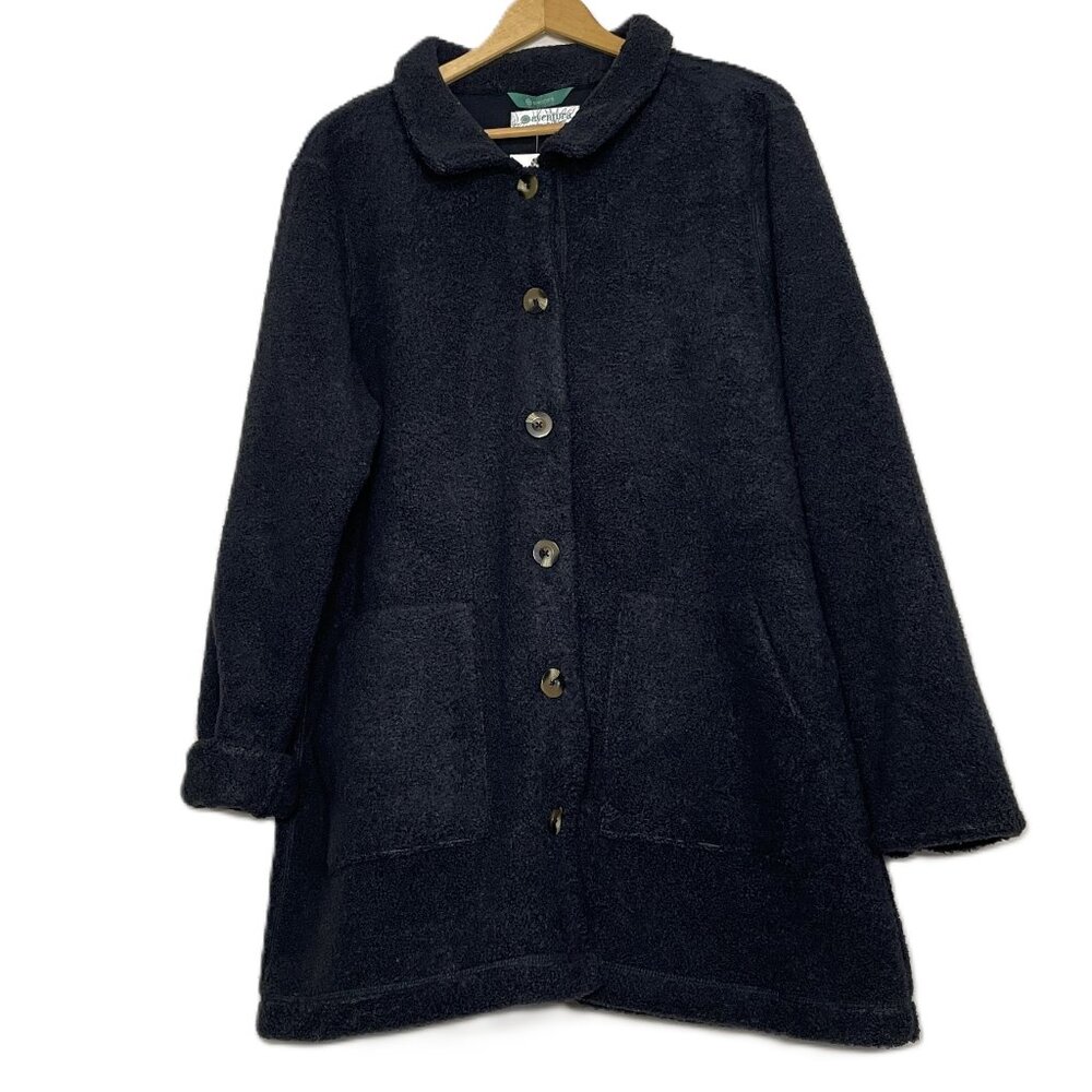 Aventura Fleece Jacket Womens Size Large Swacket Navy Soft Cozy Button Front NWT